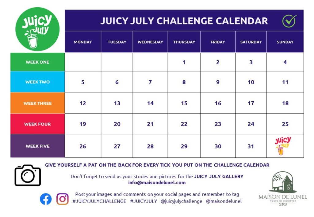JUICY JULY - Challenge Calendar