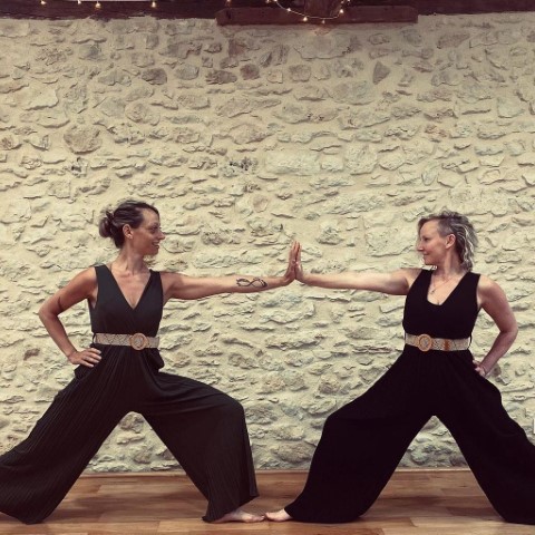 Lana and Bex Yoga instructors at Maison de Lunel juice and detox yoga retreat France